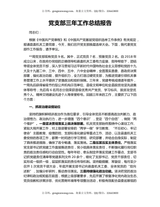 党支部三年工作总结报告