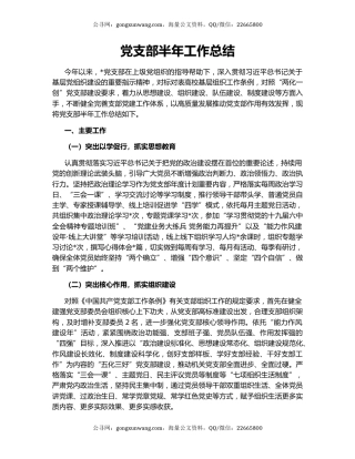 党支部半年工作总结