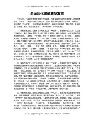 全面深化改革典型发言
