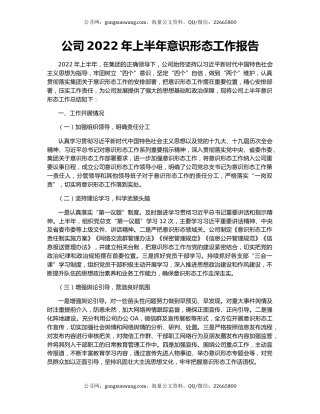 公司2022年上半年意识形态工作报告
