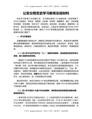 公安分局党史学习教育总结材料