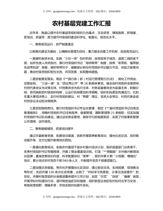 农村基层党建工作汇报（3）