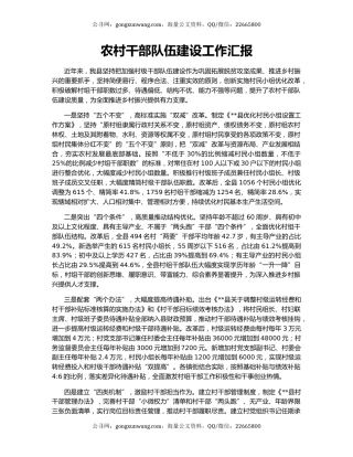 农村干部队伍建设工作汇报