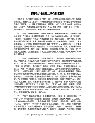 农村治理典型经验材料