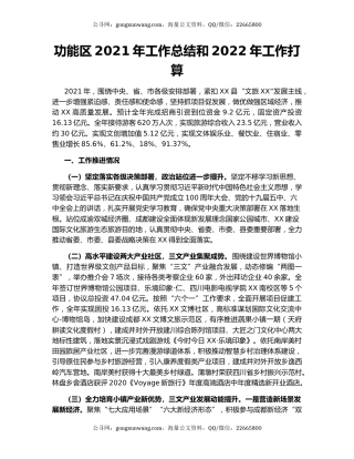功能区2021年工作总结和2022年工作打算