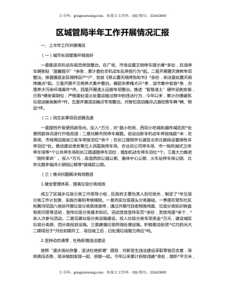 区城管局半年工作开展情况汇报