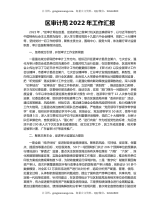 区审计局2022年工作汇报