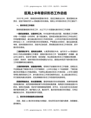 区局上半年意识形态工作总结
