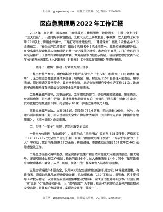 区应急管理局2022年工作汇报