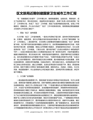 区文旅局近期创建国家卫生城市工作汇报