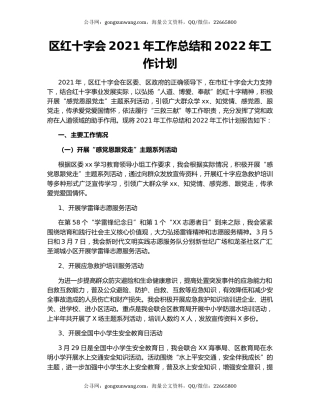 区红十字会2021年工作总结和2022年工作计划
