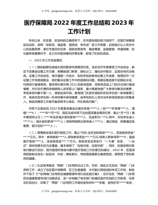 医疗保障局2022年度工作总结和2023年工作计划