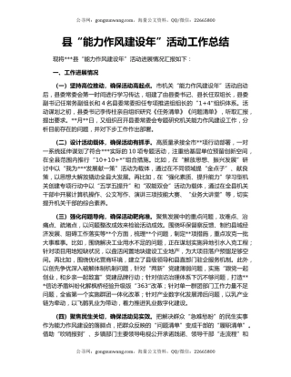 县“能力作风建设年”活动工作总结