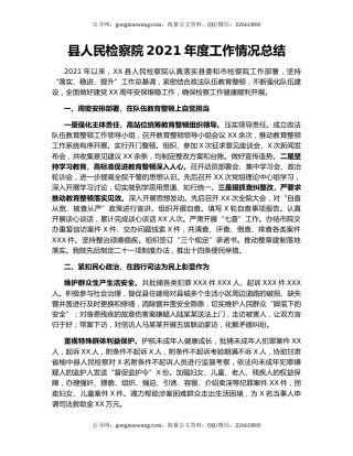 县人民检察院2021年度工作情况总结