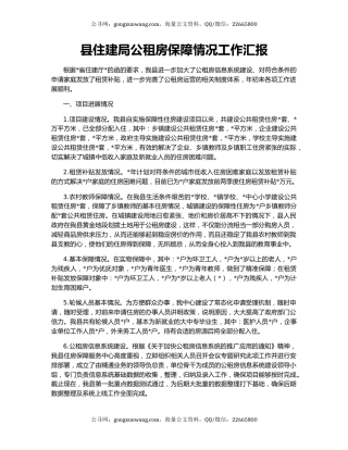 县住建局公租房保障情况工作汇报