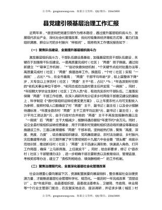 县党建引领基层治理工作汇报