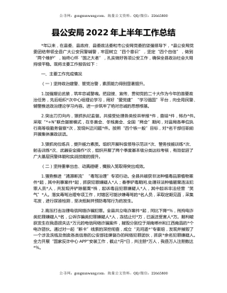 县公安局2022年上半年工作总结