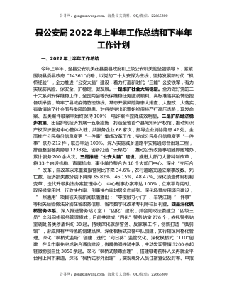 县公安局2022年上半年工作总结和下半年工作计划