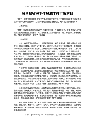 县创建省级卫生县城工作汇报材料