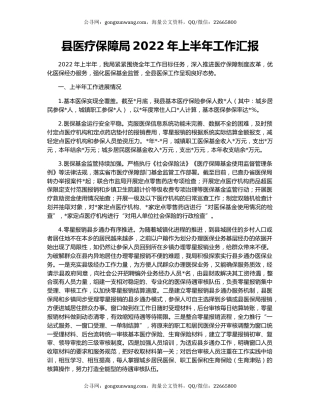 县医疗保障局2022年上半年工作汇报