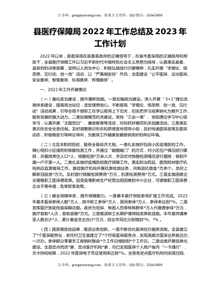县医疗保障局2022年工作总结及2023年工作计划
