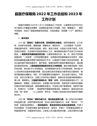 县医疗保障局2022年工作总结和2023年工作计划