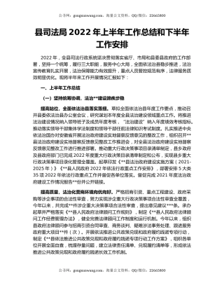县司法局2022年上半年工作总结和下半年工作安排