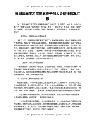 县司法局学习贯彻县委干部大会精神情况汇报