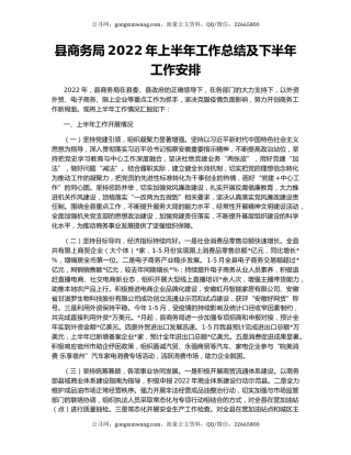 县商务局2022年上半年工作总结及下半年工作安排
