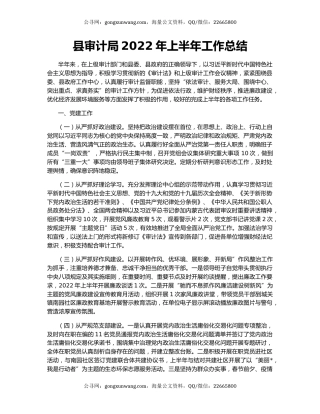 县审计局2022年上半年工作总结