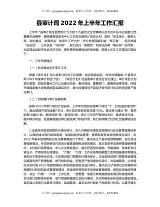 县审计局2022年上半年工作汇报
