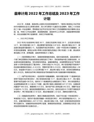 县审计局2022年工作总结及2023年工作计划