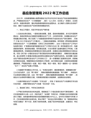 县应急管理局2022年工作总结