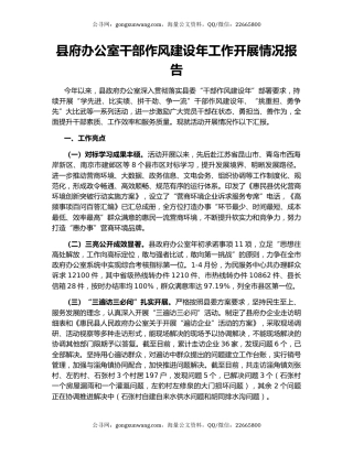 县府办公室干部作风建设年工作开展情况报告