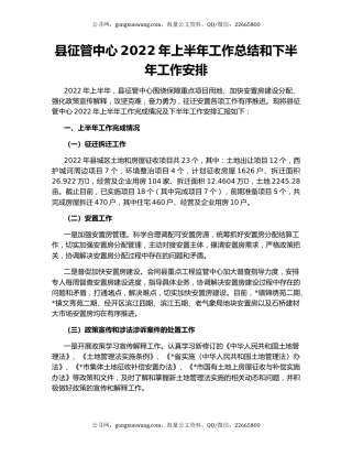县征管中心2022年上半年工作总结和下半年工作安排