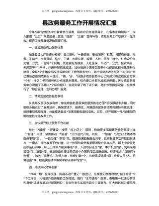 县政务服务工作开展情况汇报