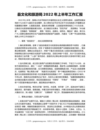 县文化和旅游局2022年上半年工作汇报