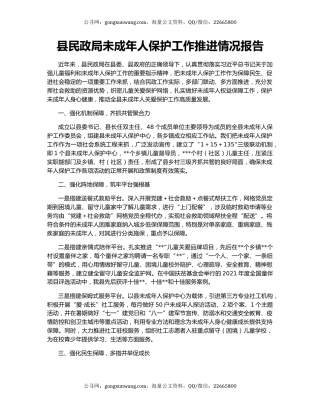 县民政局未成年人保护工作推进情况报告