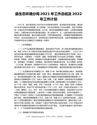 县生态环境分局2021年工作总结及2022年工作计划