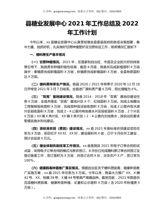 县糖业发展中心2021年工作总结及2022年工作计划