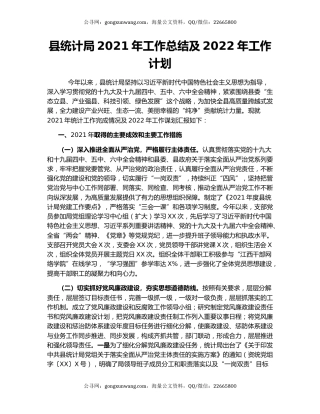 县统计局2021年工作总结及2022年工作计划
