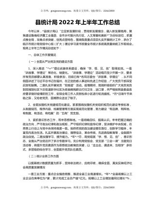 县统计局2022年上半年工作总结