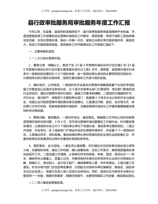 县行政审批服务局审批服务年度工作汇报
