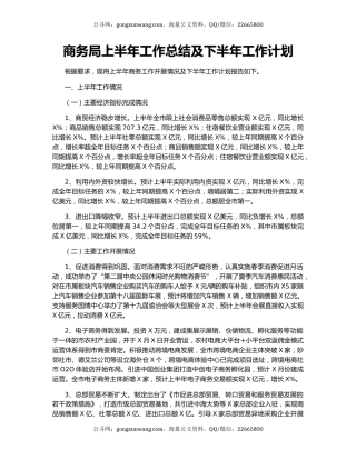 商务局上半年工作总结及下半年工作计划