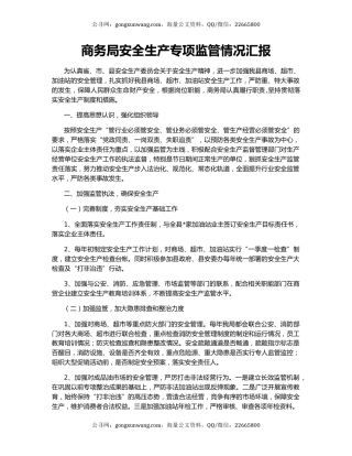 商务局安全生产专项监管情况汇报