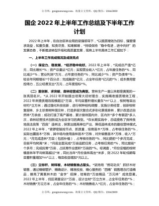 国企2022年上半年工作总结及下半年工作计划