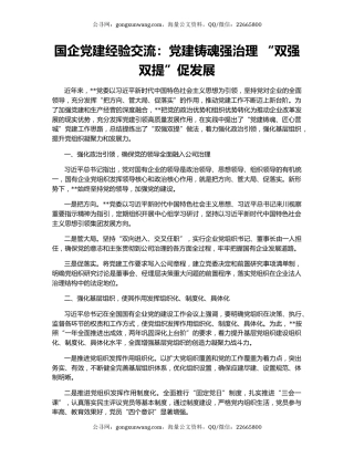 国企党建经验交流：党建铸魂强治理 “双强双提”促发展