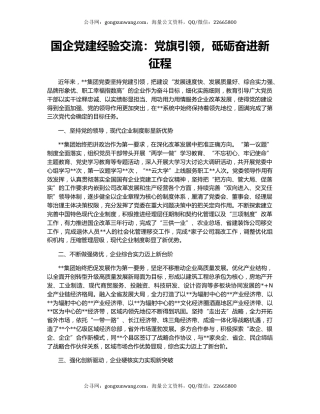 国企党建经验交流：党旗引领，砥砺奋进新征程