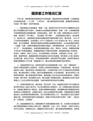 国资委工作情况汇报