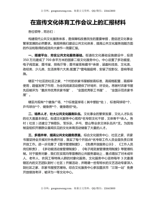 在宣传文化体育工作会议上的汇报材料